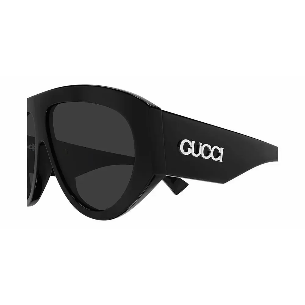 GUCCI GG2128S 001 Black Silver Dark Grey Unisex Sunglasses Large AUTHENTIC